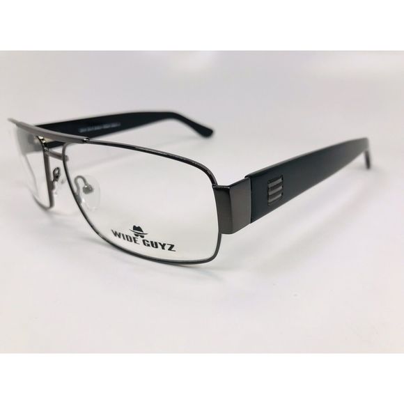 New Wide Guyz Gunmetal & Black SHANK Eyeglasses 60mm for The Stylish Large Man - Picture 4 of 12